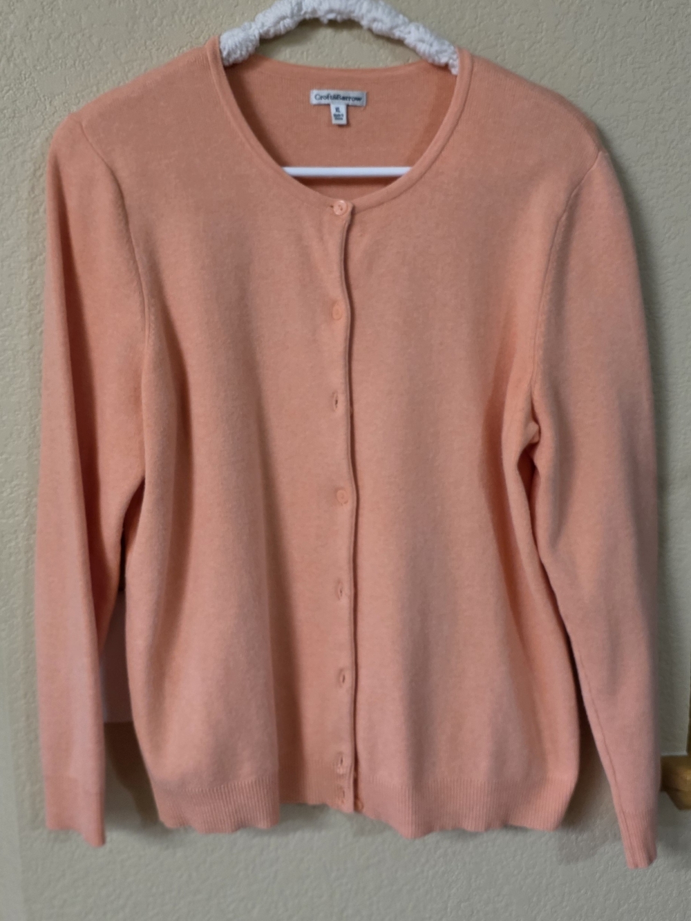croft & barrow Peach Button-Front Crewneck Cardigan